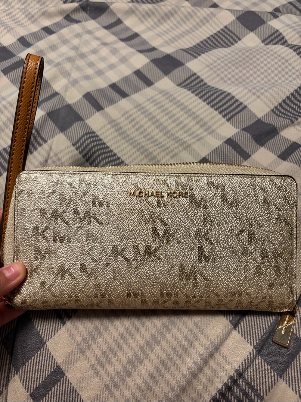 Michael Kors Metallic Gold Zip-Around Wristlet